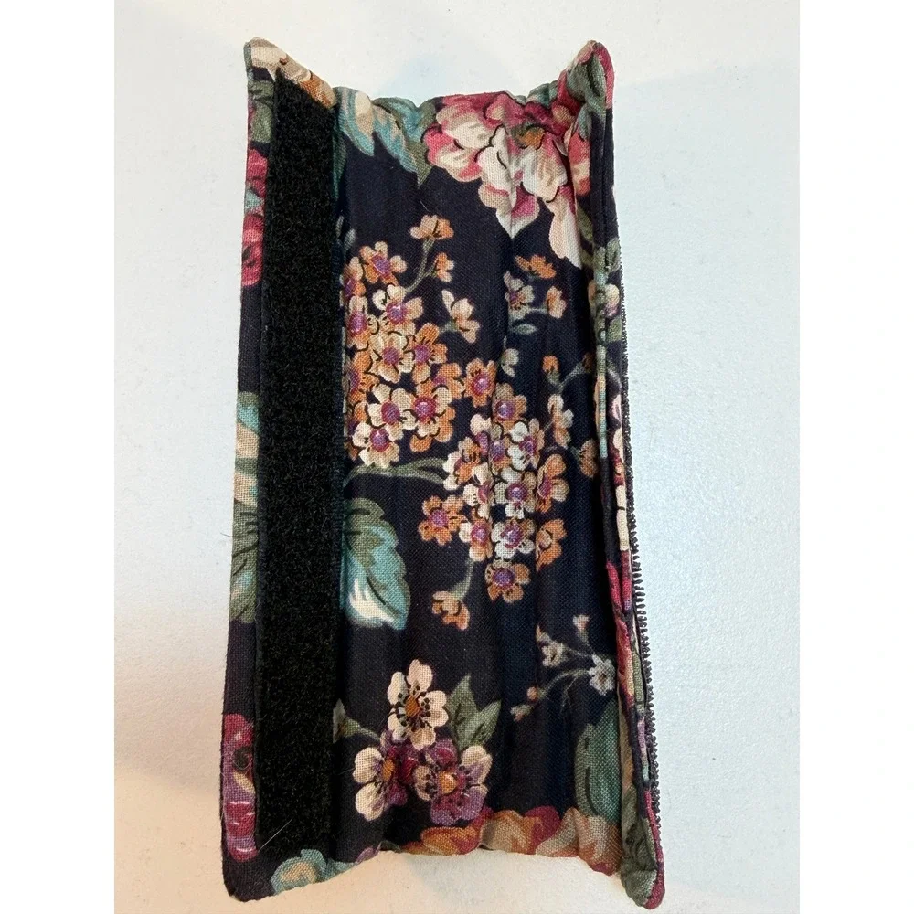 Handmade for Longaberger‎ Basket Floral Pattern Black Handle Gripper Vintage